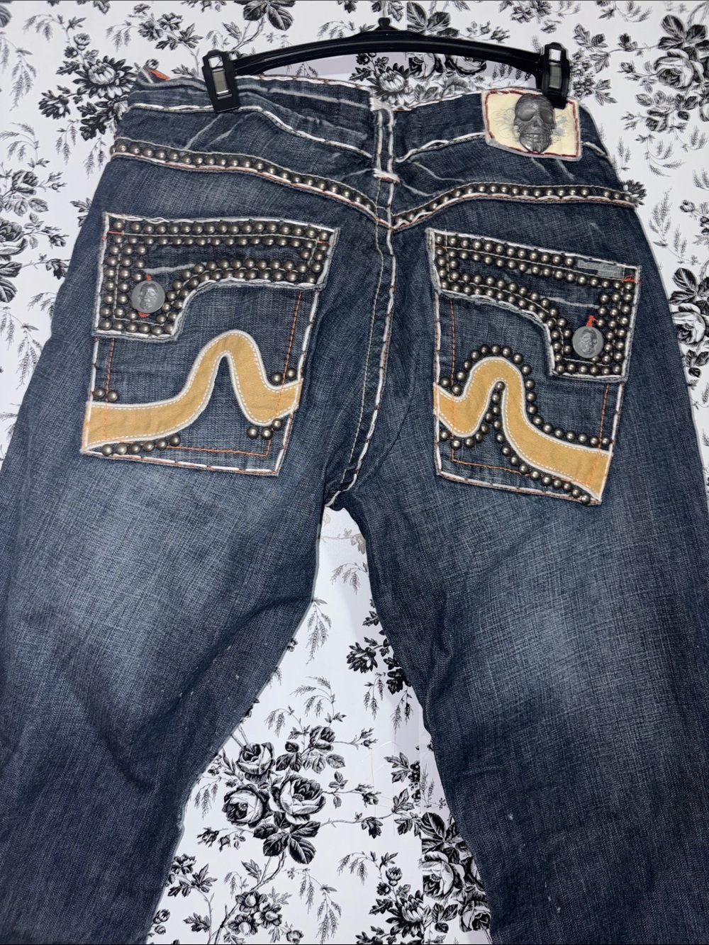 Laguna Beach Jean Co. Dark Blue Relaxed Jeans with Tan Pocket Wave
